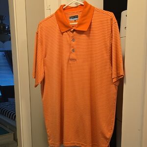 PGA Tour Vibrant Orange Striped Polo